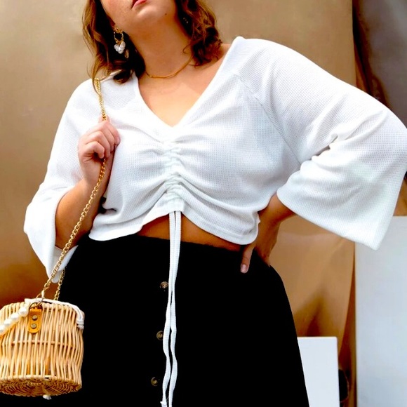 NWT Drawstring Crop Tee - Picture 2 of 3